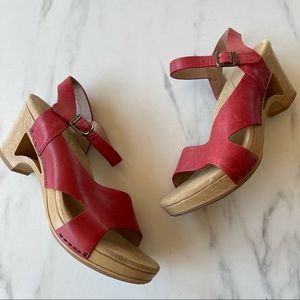 Dansko Tasha Red Cutout Clog Sandals
